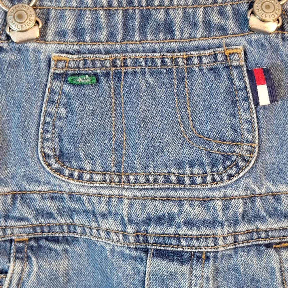 Tommy Hilfiger Vintage Medium Wash Denim Jean Overall Bibs Unisex